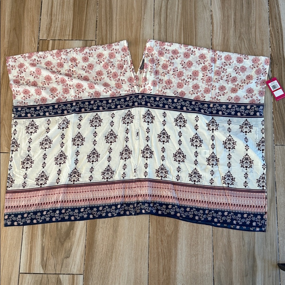 Vince Camuto Pink and Navy Patterned Blouse